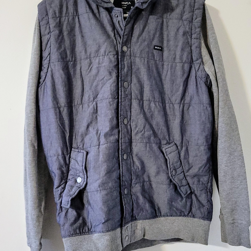 RVCA Men's Charcoal and Light Gray Bomber Jacket